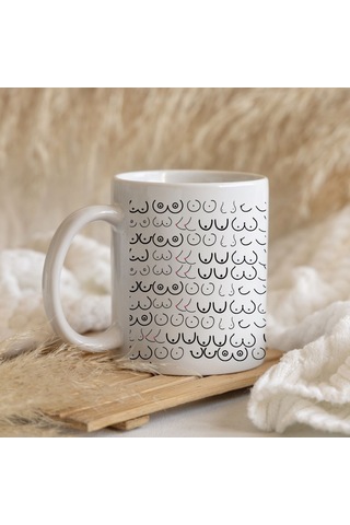 Meme Nipple Baskılı Kupa Bardak - Sevgiliye Arkadaşa Hediye 3656 Beyaz