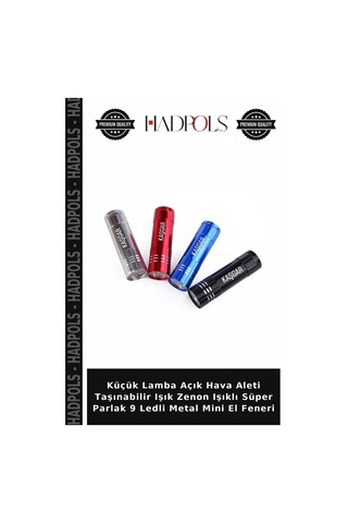 Küçük Lamba Açık Hava Aleti Taşınabilir Işık Zenon Işıklı Süper Parlak 9 Ledli Metal Mini El Feneri Çok Renkli