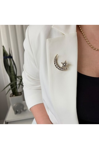 Lente Aksesuar Zirkon Taşlı Ay Yıldız Broş-özel Seri Gold Beyaz Taşlı Ayyıldız Yaka İğnesi Çok Renkli Lente Aksesuar Zirkon Taşlı Ay Yıldız Broş-özel Seri Gold Beyaz Taşlı Ayyıldız Yaka İğnesi Çok Renkli