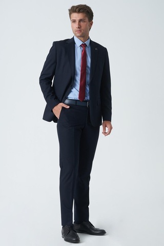 White Stone Carlisle T2455 Slim Fit 6 Drop Düz Takım Elbise Laci-laci Lacivert