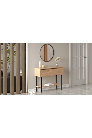 Robin Home Lidya Dresuar Aynalı Kapaklı Metal Ayaklı Sepet Kahverengi