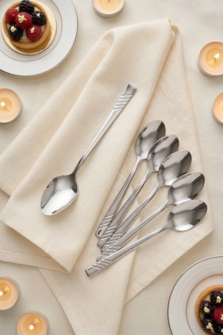 Karat Steel 6 Parça Tatlı Kaşığı Takımı - 16 Cm Silver