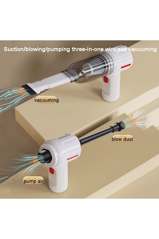 CBTxGlobal Suıtu St-6629 3 In 1 5500pa Araba Kablosuz Elektrikli Süpürge Üfleme Emme ve Pompalama 3 Mod Beyaz - Usb Kablosu