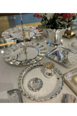 İki Katlı Gümüş Kaplama Servis Gümüş