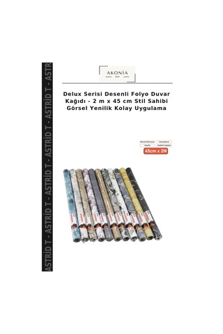 Delux Serisi Desenli Folyo Duvar Kağıdı - 2 M X 45 Cm Stil Sahibi Görsel Yenilik Kolay Uygulama