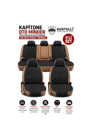 5'li Pilot Kapitone Terletmeyen Oto Koltuk Minder Cepli Model Gri 1