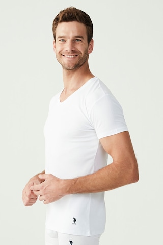U.S. Polo Assn. Erkek Beyaz 2 Li V Yaka Atlet 80194