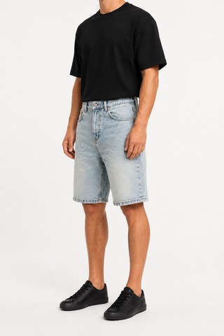 Respire Erkek Washed Jean Şort Açık Mavi