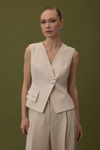 Sateen Sofia Yelek - Bej-137057 Bej