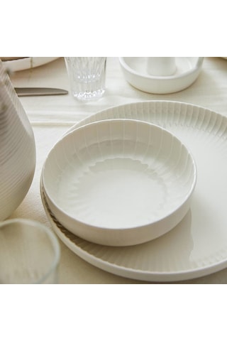 Kütahya Porselen Bone Crest 24 Parça 6 Kişilik Yemek Takımı Sade Krem