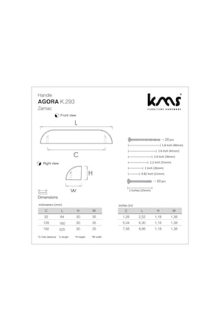 Agora Zamak Kulp Dolap Çekmece Ünite Komidin Kulbu 192mm Siyah