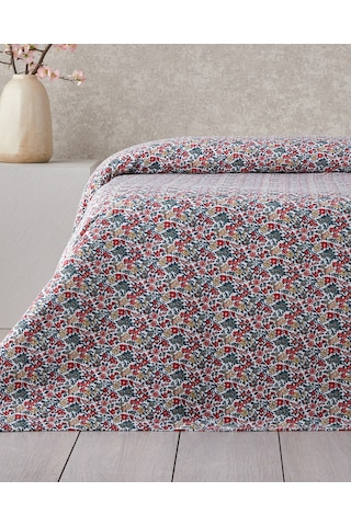English Home Posy Garden Baskılı Pamuklu Çift Kişilik Pike 200x220 Cm Kırmızı Kırmızı