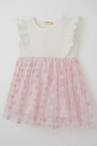 Breeze Kız Çocuk Elbise Eteği Çiçekli Tül Detaylı 3-8 Yaş, Ekru Ekru