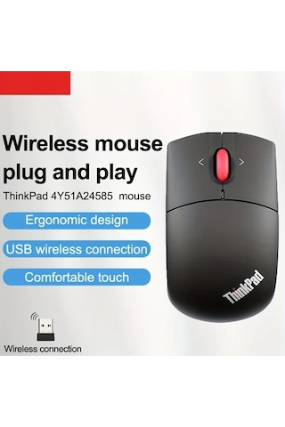 Besthome1 Lenovo Thinkpad 4y51a24585 Kablosuz Siyah Ergonomik Kablosuz Mouse Usb Laser Ofis İçin Besthome1