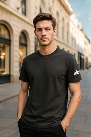 Erkek Bisiklet Yaka Basic Düz Kısa Kollu Gri T-shirt Çok Renkli