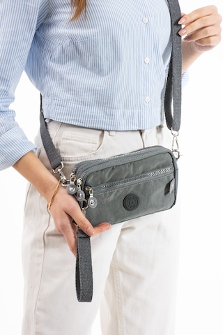 Nemo Bags Gri Unisex Cüzdan, 4 Gözlü, Telefonluk, Crinkle Kumaş, Çapraz Askılı Omuz Çantası, 20x12cm Gri
