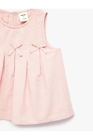 Koton Bisiklet Yaka Kolsuz Brodeli Fiyonklu Bluz Pembe 6smg60026aw Gül