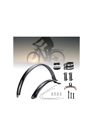 Suntek Dağ Bisikleti Çamurluklar 24 Siyah-braket-ve-kelepçe Siyah