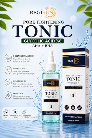 Begısun %6 Glikolik Asit Aha+bha Gözenek Sıkılaştırıcı Ve Arındırıcı Yüz Toniği 200 Ml