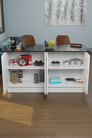 Ae-2040 Vera Mutfak Adası Bar Masası Yemek Masası Dolaplı, B/sm