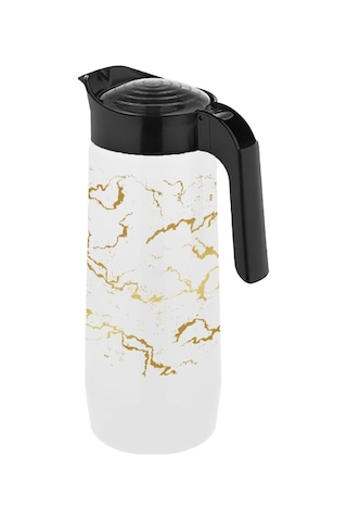 Selka Home Beyaz Mermer Desen Cam Sürahi 1500 Ml