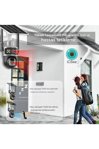 Ventus İcsee Sım730 4g 6mp Dual Lens Ultrahd Güneş Enerjili Aov Akıllı Güvenlik Kamerası