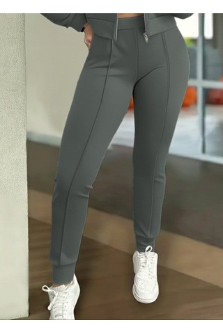 S-pazarım Kadın Uzun Kollu Önden Fermuarlı Kısa Modal Ceket Ve Pantolon Ikili Takım Yeşil