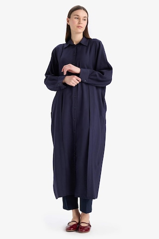 DeFacto Relax Fit Gömlek Yaka Cepli Basic Düz Uzun Kollu Maxi Tesettür Elbise E4360AX25SPNV243