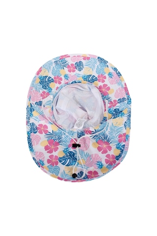 Upf50+ Beyaz Üstü Renkli Çiçekli Boyun Korumalı Terletmez Şapka Renkli