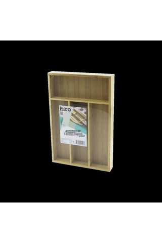 Jenerik Bambu Çekmece Kaşıklık 22.4x33 Cm - 4 Bölmeli Çok Amaçlı Organizer