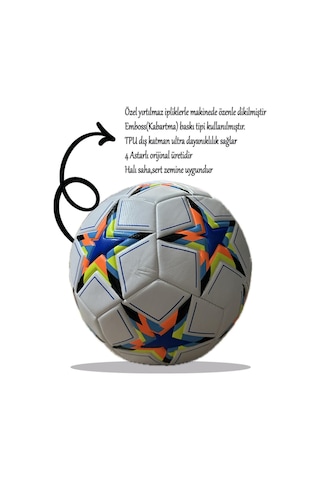 Şampiyonlar Ligi Özel Tasarım İstanbul 2024 Topu 480 Gram Sert Zemin Futbol Topu Beyaz