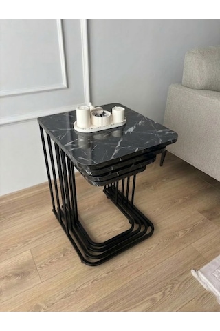 4 Lü Tekerlekli Zigon Sehpa Çok Renkli