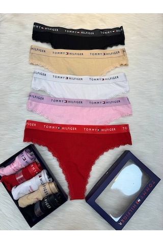Tommy Hilfiger Bayan Dantelli Külot Set 5"li Çok Renkli