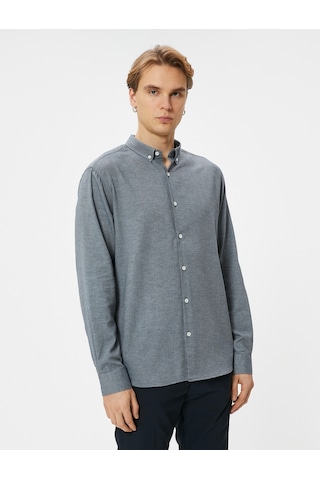 Koton Slim Fit Gömlek Uzun Kollu Klasik Yaka Düğmeli Lacivert 4sam60156hw Lacivert