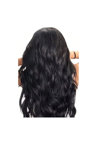 Caş Dekorasyon Isıya Dayanıklı Yıkanabilir Yarımay Çıt Çıt Saç 1 Siyah-dalgalı-60cm-110 Gr+2 Adet Yan Çıtçıt Saç Siyah