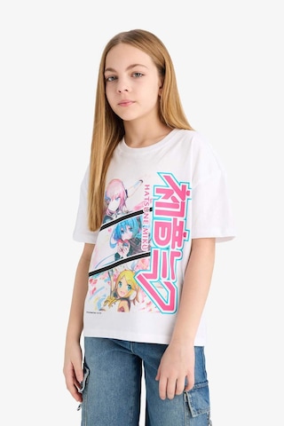 DeFacto Kız Çocuk Hatsune Miku Relax Fit Bisiklet Yaka Kısa Kollu Tişört E6516A825HSWT34 Beyaz