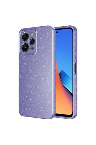 Xiaomi Redmi 12 Kılıf Kamera Korumalı Simli Lüks Zore Koton Kapak Mor