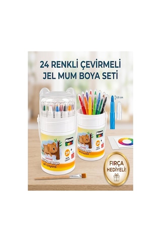 Çevirmeli Jel Mum Boya 24 Renk 1 Adet Nova Color Plastik Kutulu 24 Lü Mum Boya Kalemi Silinebilir Zararsız Yıkanabilir Çok Renkli