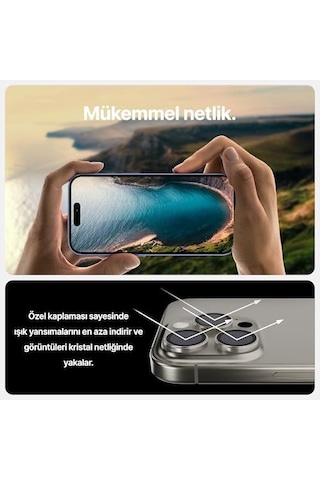 İphone 15 Pro / 15 Pro Max İle Uyumlu Orijinal Safir Cam %99.9 Saflıkta Gerçek Safir Cihazın Kendi Lensleri İle Aynı Materyal Lens Koruyucu Kamera Camı Titanyum