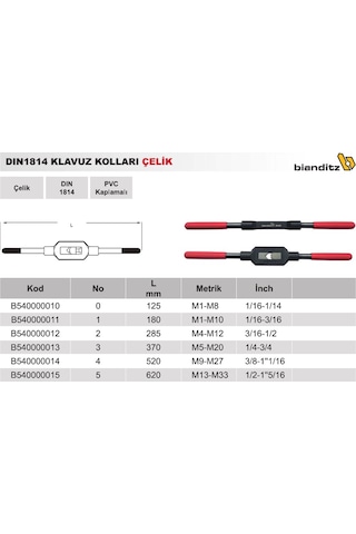 Kılavuz Kolu No:5 M13-M33 Çelik Döküm Kılavuz Kolu No:5 M13-M33 Çelik Döküm