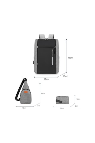 Maiyame Usb Şarjlı 16" Bilgisayar Sırt Çantası + Askılı Çanta + El Çantası Mavi 3'lü Set - İş Ve Seyahat İçin Dayanıklı Ve Çok Amaçlı Depolama MAVİ