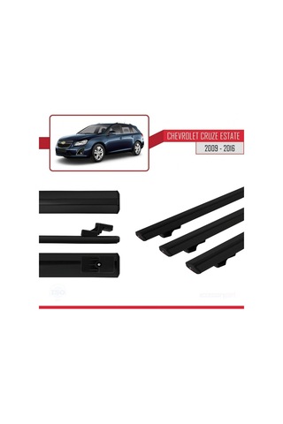 Chevrolet Cruze 2009-2016 Arası İle Uyumlu Basic Model Ara Atkı Tavan Barı Siyah 3 Adet