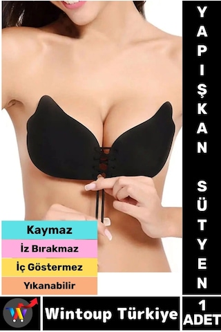 Wintoup İz Bırakmaz Kaymaz Göğüs Dikleştiren Dolgun Gösteren Toparlayan Göğüs Ucu Kapatıcı Yapışkan Sütyen Siyah