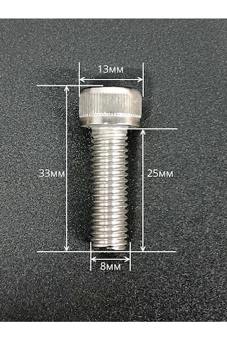 23 Bolta Krepez Paslanmaz Çelik Altıgen Başlı Vida M8x25, Dın 912, 10 Adet 161299007 Diğer