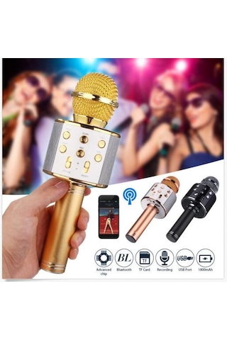 Magicvoice Bluetooth-sd-aux Kablosuz Sarı Karaoke Mikrofonu