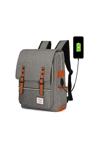 Usb Şarj Portu İle Gri Ince Dizüstü Sırt Çantası Mz713 1ıwre9 Gri