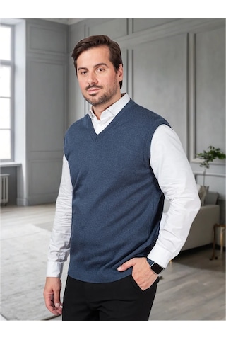 Rew Mark Yün Düz Yelek 90996436 Açık Mavi