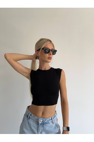 Midi Crop Top T-shirt 373 Siyah