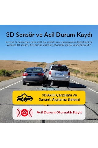 D7 2 Kameralı Ön Ve Arka 4k+1080p Hdr Wi-fi 6 Ve Gps'li Araç Kamerası