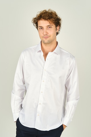 Figs Erkek Slim Fit Uzun Kollu Pamuklu Parlak Kumaş Gömlek 0013 Beyaz Beyaz